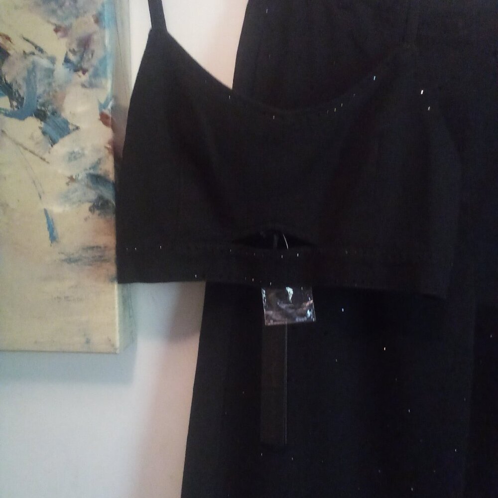 House of Harlow 1960 2PC Black on Black Crystals Denim Crop Top Pantsuit (10)NWT - Picture 13 of 14